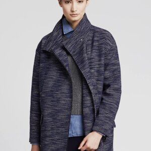 Banana Republic Womens Medium Textured Tweed Blue Cocoon Coat Jacket